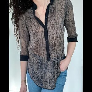 Aritzia sheer silk snakeskin print XS blouse